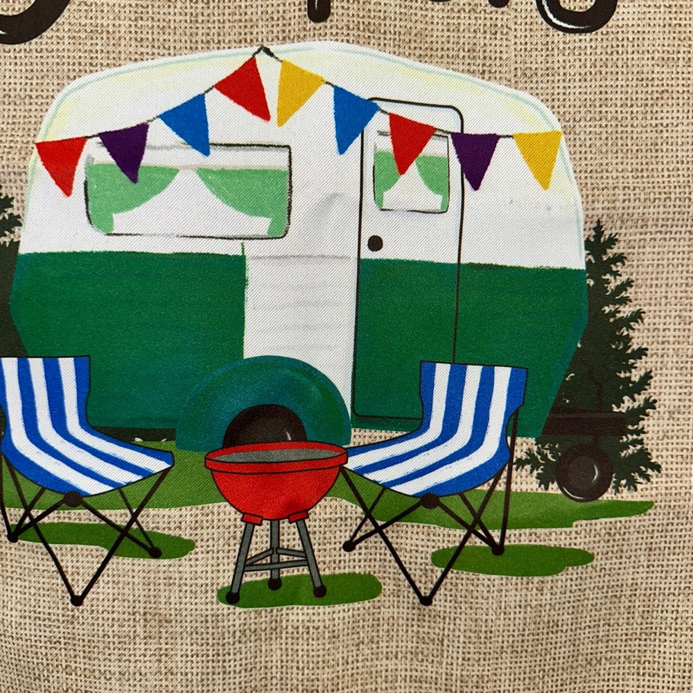 Evergreen Happy Campers Garden Flag One Size Beige Green Home Decor Camping - Picture 3 of 9